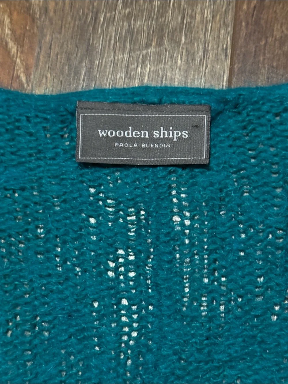 WOODEN SHIPS Teal Lightweight Sweater wool blend size medium Large M/L